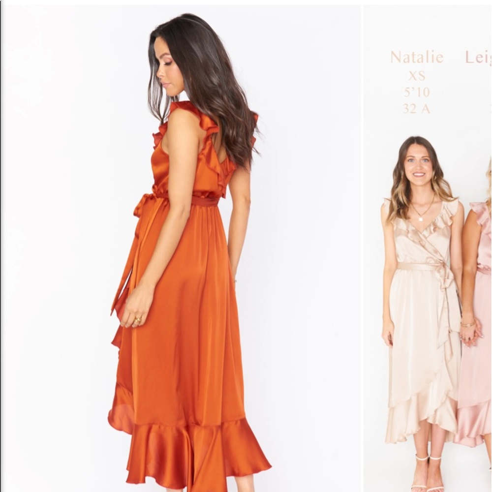 Show me your Mumu Samantha Ruffle in burnt orange worn once! Small